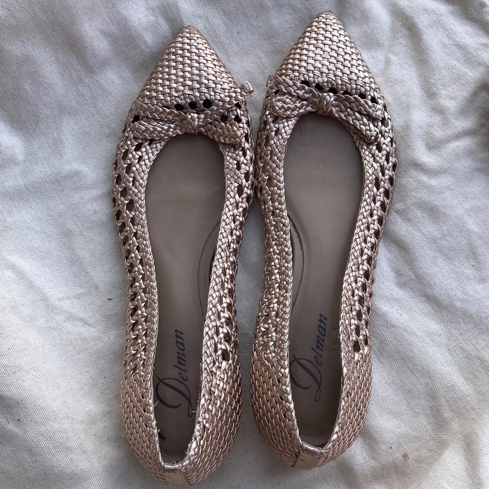Delman comfortable basket weave flats 10